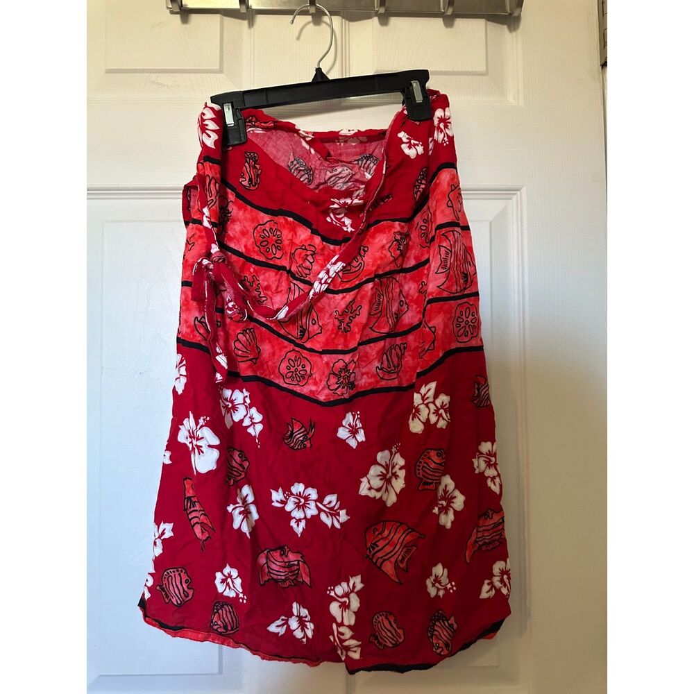 Red Tropical Floral Skirt – Hibiscus & Butterfly Print